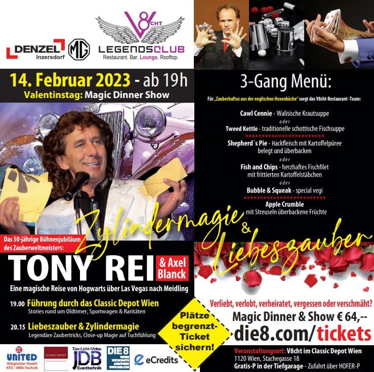 Tony Rei feiert sein 50 Jähriges Bühnenjubiläum im Magischen Salon des V8