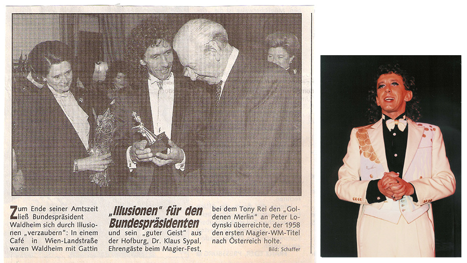 Goldernen Merlin wird von Tony Rei an Peter Lodynski verliehen 1992